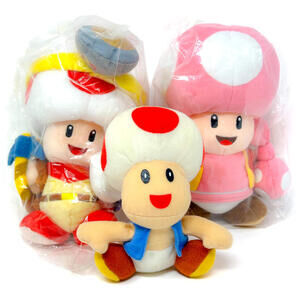 Mario Bros Toad Plush Lot Toadette Captain Toad & VTG BD&A N64 Nintendo Doll Toy